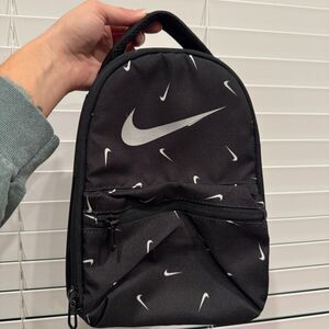NIKE LUNCH BOX WITH HANDLE INSULATED STORAGE BLACK SWOOSH